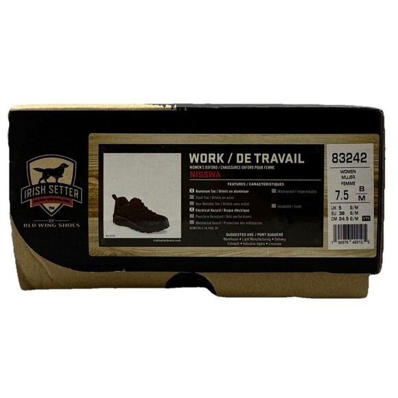 Red Wing Irish Setter Nisswa Women's 7.5 Aluminum Safety Toe Black Shoe Boot - Picture 9 of 12